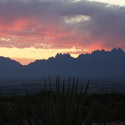 The Organ Mountains and Las Cruces at dawn